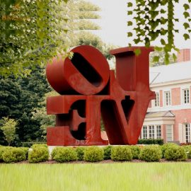 large outdoor 3D LOVE sculpture letter corten steel sculpture for garden decor DZM 594