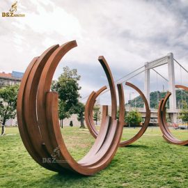 large outdoor corten steel sculpture modern design art for garden decor DZM 591 (2)