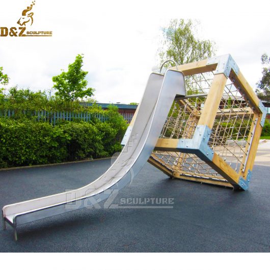 modern art stainless steel slide sculpture for Amusement park DZM 580