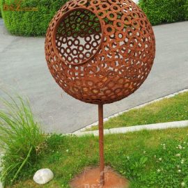 art sphere hollow out corten steel sculpture for garden sculpture DZM 621