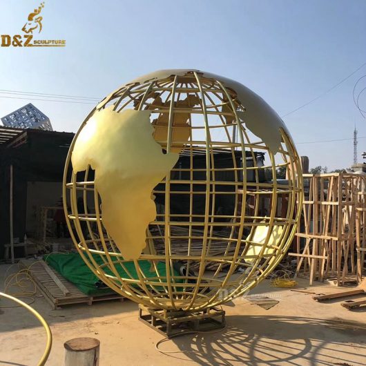 columbus circle globe sculpture stainless steel globe garden sculpture gold DZM 647 (1)