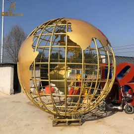columbus circle globe sculpture stainless steel globe garden sculpture gold DZM 647 (2)