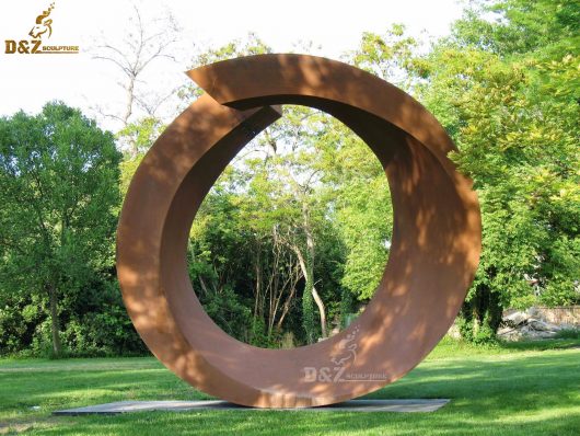 large corten circle modern sculpture gadern design for art plaza for sale DZM 618