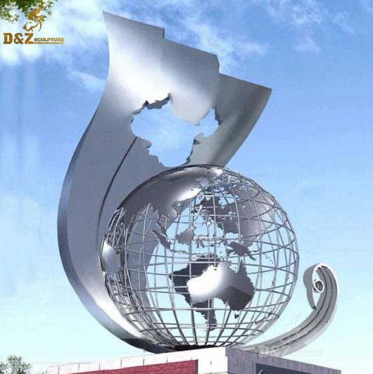 large custom made globe sculpture stainless steel art design DZM 645