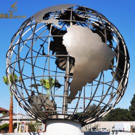 large globe sculpture for garden stainless steel sculpture for sale DZM 640
