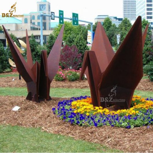 large sculpture art corten steel sculpture crane sculpture for garden decoration DZM 631