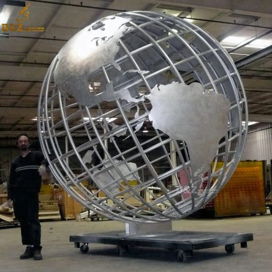 large sculpture stainless steel metal globe sculpture for sale DZM 653 (2)