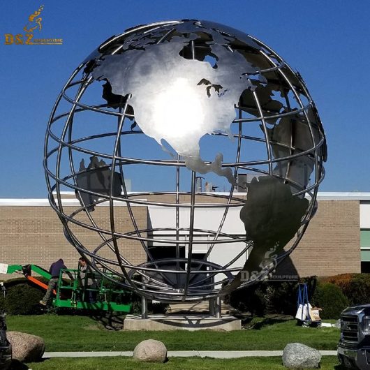 large sculpture stainless steel metal globe sculpture for sale DZM 653 (3)