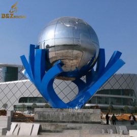 metal globe suclpture art deisgn stainless steel globe garden sculpture for sale DZM 650