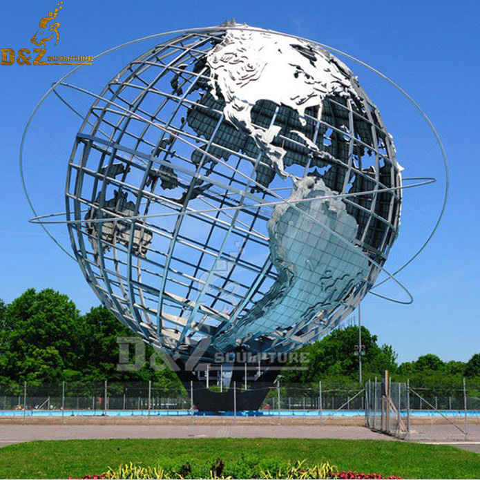 stainless steel large globe sculpture for garden decor metal globe
