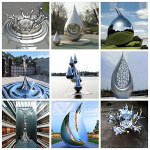 stainless steel water splashed drop sculpture high polished for sale DZM 683