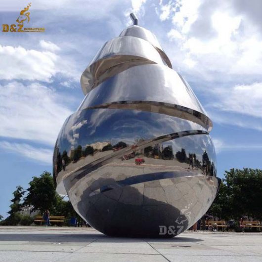 art pear sculpture stainless steel high polished mirror finishing for park decor DZM 752