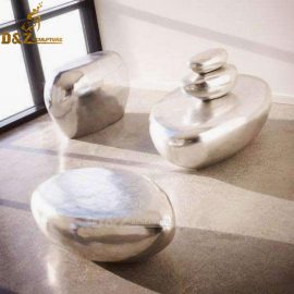 art stainless steel stone seat rock for lawn ornament mirror finish shiny DZM 676