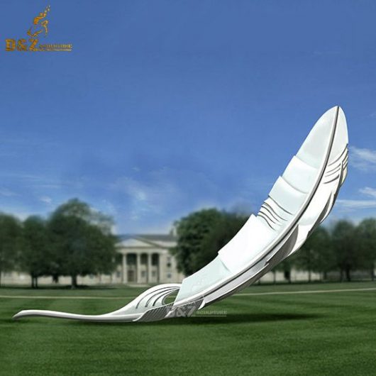large withe feather sculpture stainless steel painting modern for park DZM 751 (4)