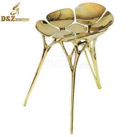 stainless steel flower art design stool for home Exquisite and luxurious gold stool DZM 675