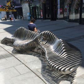 stainless steel mirror finishing bench sculpture for modern garden DZM 666