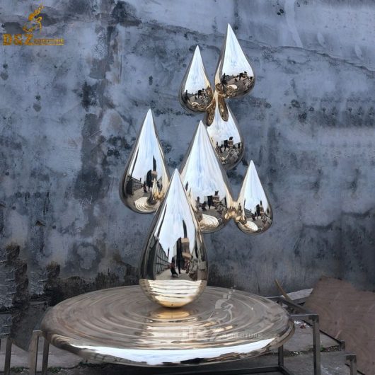 stainless steel mirror water drop sculpture birght and shiny under the water pool DZM 696