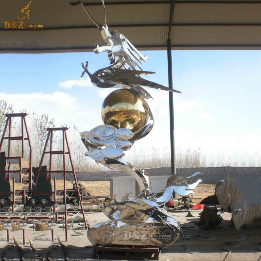 stainless steel sculpture gaint garden sculpture modern design for decor DZM 748