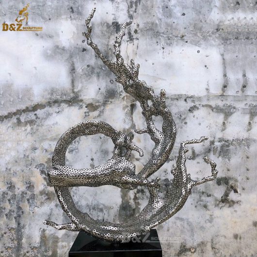 stainless steel wire art modern water splashed sculpture for sale DZM 709 (2)