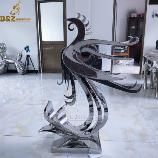 high polished phoneix sculpture abstract mirror finishing modern design DZM 801 (1)