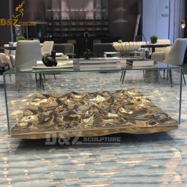 sculptural coffee table table sculptures water wave gold plated sculpture for sale DZM 806 (3)