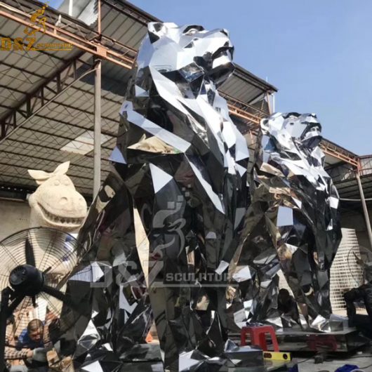 stainless steel art metal sculpture lion geometric art sculpture for sale DZM 820 (1)