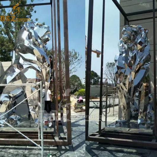 stainless steel art metal sculpture lion geometric art sculpture for sale DZM 820 (2)