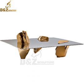 stainless steel art table sculpture gold metal sculpture design for sale DZM 767