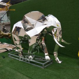 stainless steel geometry animal sculpture elephant design mirror finishing DZM 798