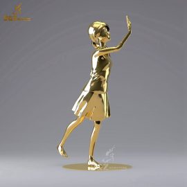 stainless steel modern figure sculpture little girl gold plated shiny sculpture for sale DZM 794