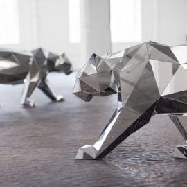 stainless steel sculpture art modern animal sculpture geometry animal sculpture for sale DZM 797 (2)