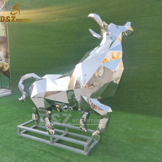stainless steel sculpture art modern bull geometry mirror finishing shiny for sale DZM 799