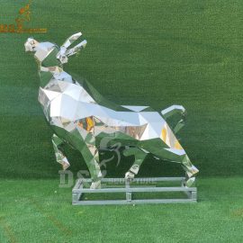 stainless steel sculpture art modern bull geometry mirror finishing shiny for sale DZM 799