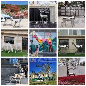 stainless steel sculpture art modern animal geometric painting sculpture for sale DZM 846