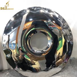 art disc modern wall sculpture like a Donut in the wall mirror finishing shiny DZM 833