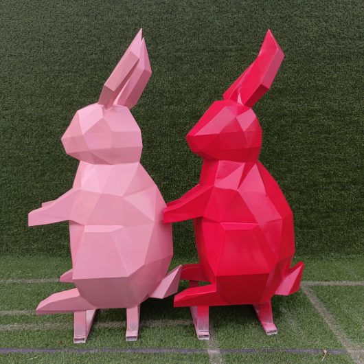 stainless steel geometric art rabbite sculpture modern design for sale DZM 847 (1)