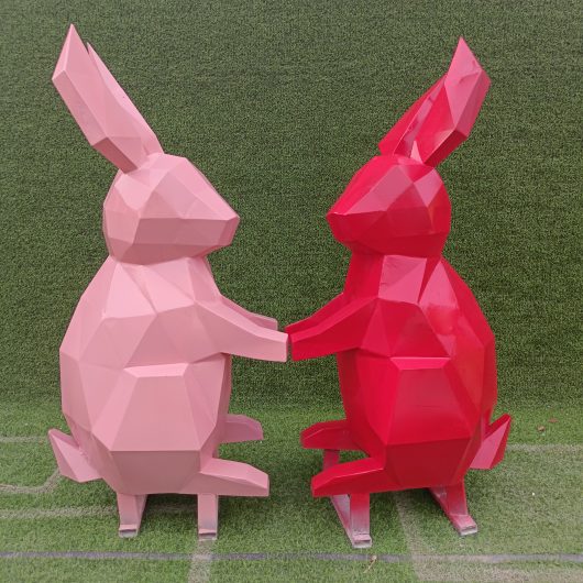 stainless steel geometric art rabbite sculpture modern design for sale DZM 847