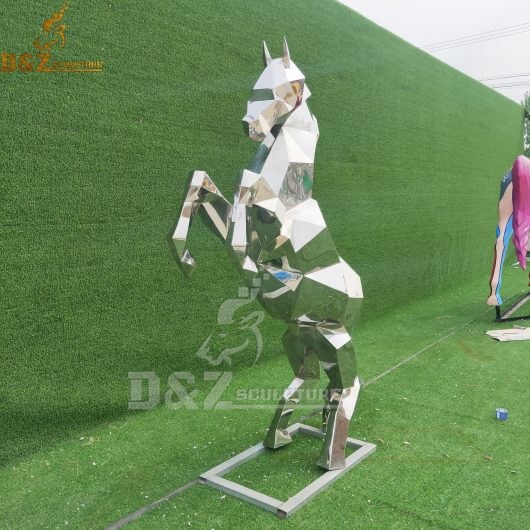 stainless steel jump horse sculpture geometric sculpture for sale DZM 845