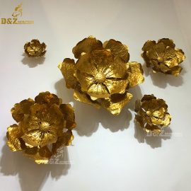 stainless steel wall metal abstract modern flower gold decor home DZM 841
