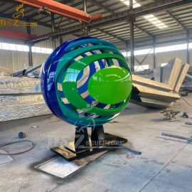 metal sphere garden sculpture stainless steel colorful green and blue sculpture DZM 850 (4)