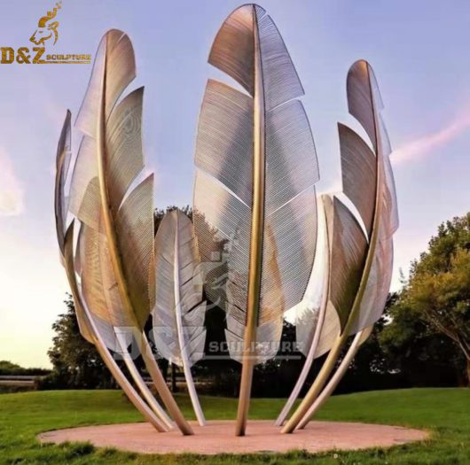 outdoor a set for 3D metal feather sculpture stainless steel wire sculpture for sale DZM 858