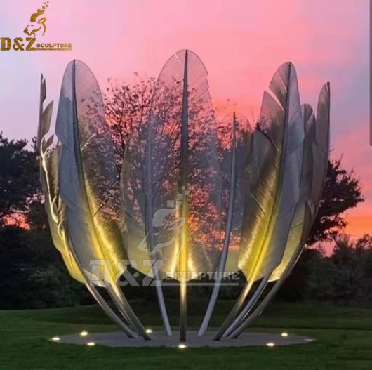 outdoor a set for 3D metal feather sculpture stainless steel wire sculpture for sale DZM 858