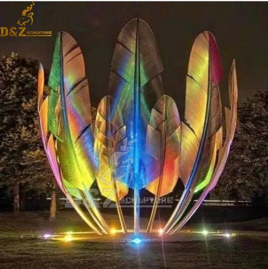 outdoor a set for 3D metal feather sculpture stainless steel wire sculpture for sale DZM 858 (3)
