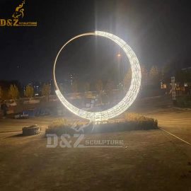 outdoor art circle modern wire metal circle with led light shiny for garden decoration DZM 857 (1)