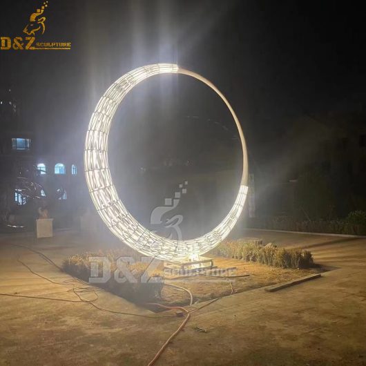 outdoor art circle modern wire metal circle with led light shiny for garden decoration DZM 857 (2)