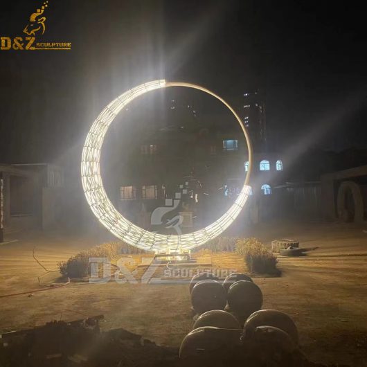 outdoor art circle modern wire metal circle with led light shiny for garden decoration DZM 857 (3)