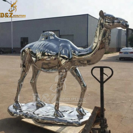 outdoor life size stainless steel abstract camel sculpture modern art design mirror finishing DZM 886