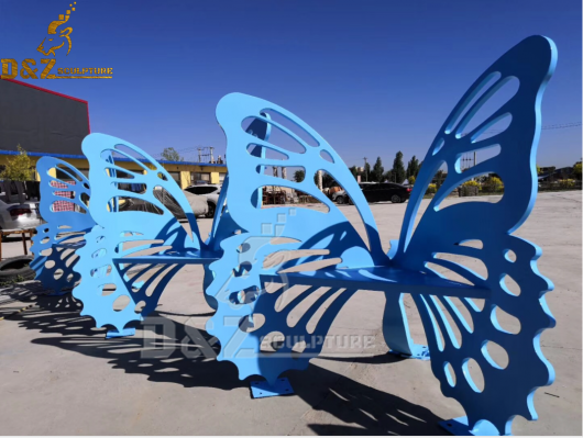 outdoor stainless steel blue abstract butterfly design for garden decoration DZM 882