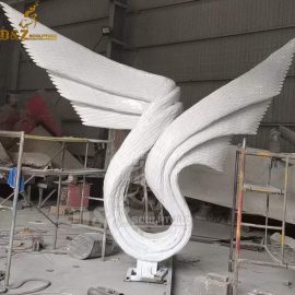 stainless steel art modern white metal wing sculpture for garden decoration DZM 855