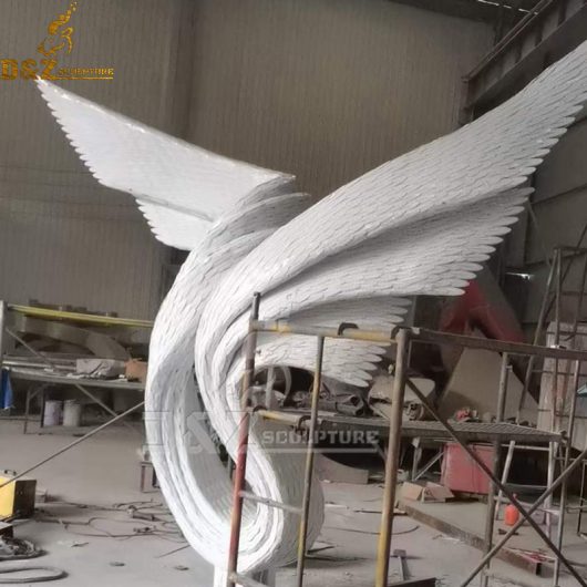 stainless steel art modern white metal wing sculpture for garden decoration DZM 855 (3)